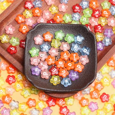 20Pcs 11mm Candy Color Transprament Flower Letter Loose Beads Pendant For Jewelry Making Necklace Bracelet DIY Crafts
