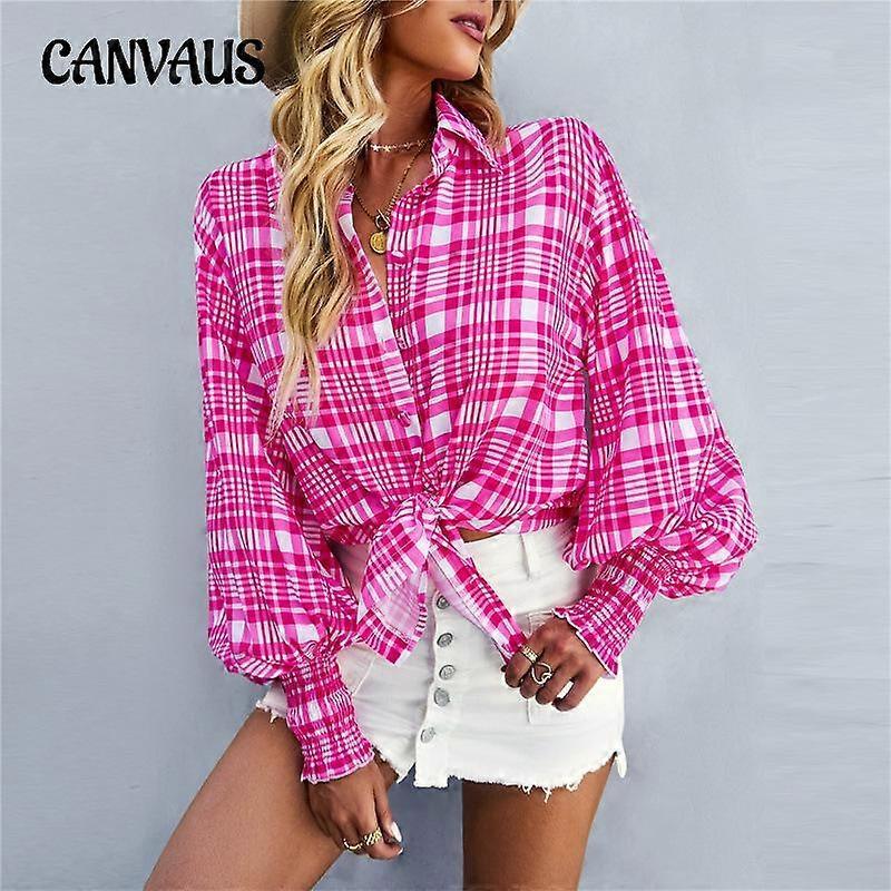 Top a Maniche Lunghe Primaverili e Autunnali Moda Manica a Lanterna Stampato Camicia da Donna Taglia Plus