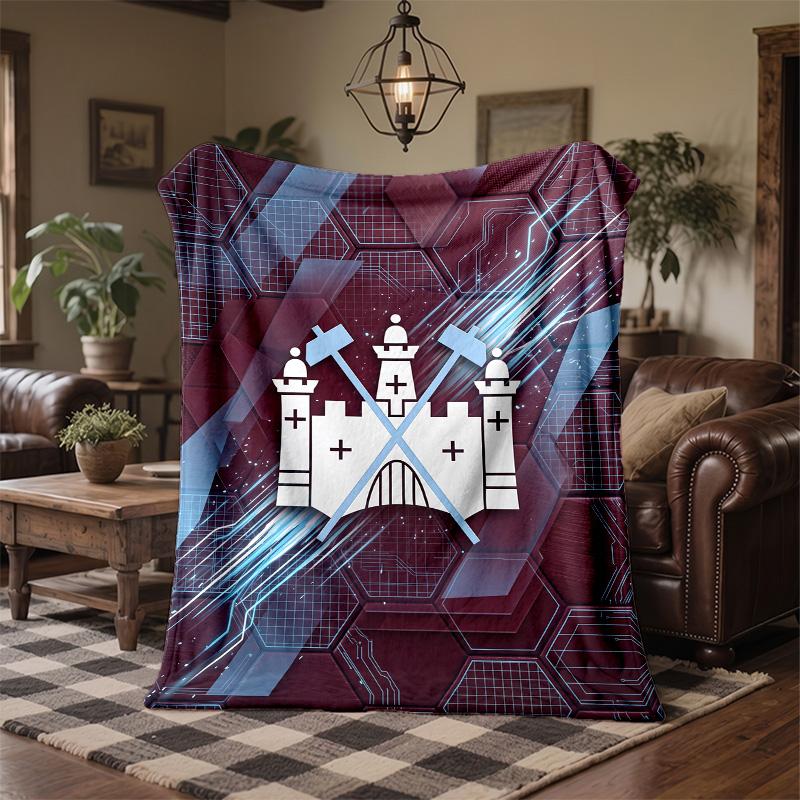 West Ham United Football Print Flannel Blanket Soft Warm Sofa Bed Throw Blanket For Home Office Bedroom