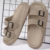Men's Buckle Decor Slippers,Lightweight EVA Slides,Non-Slip Open Toe Shoes for Indoor Outdoor Beach House