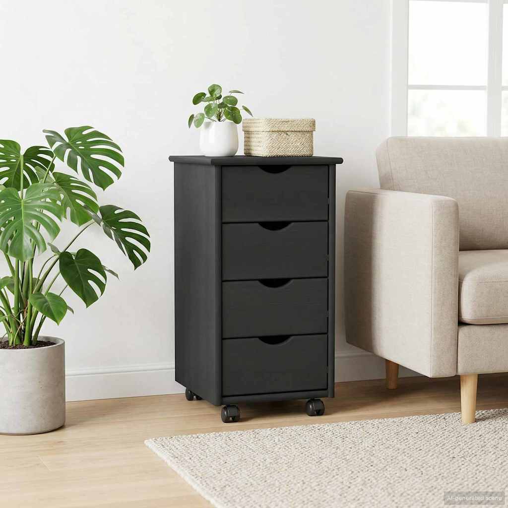 Mobile Storage Cabinet in Grey 34 x 39 x 65.5 cm Solid Pine Wood