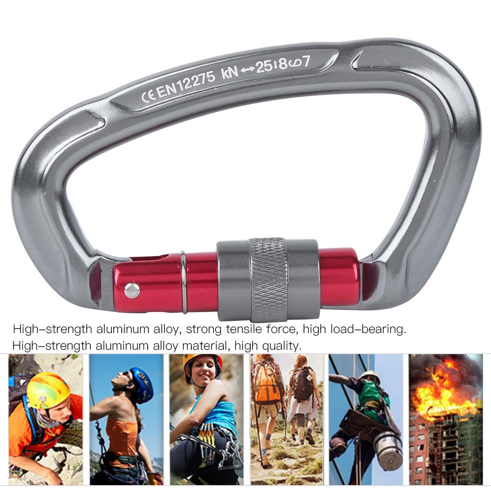 Outdoor Aluminium Alloy D Lock Hammock Backpack Cable   Rock Climbing Carabiner