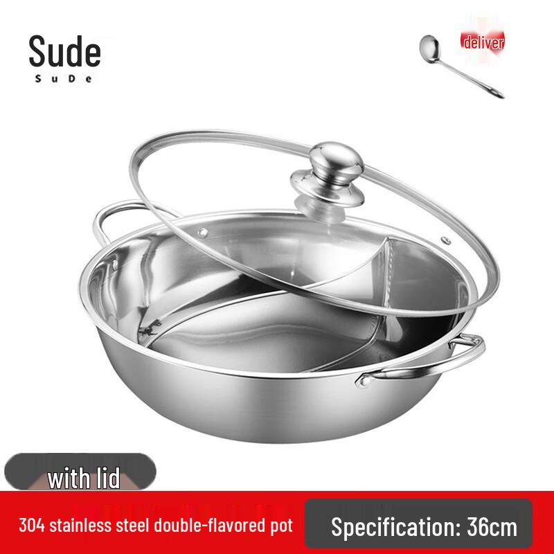 Sude 304 Stainless Steel Mandarin Duck Hot Pot 36cm