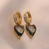 1 Pair Heart Shape Artificial Crystal Dangle Earrings for Women Zirconia Earring Jewelry Wedding Party Accessories