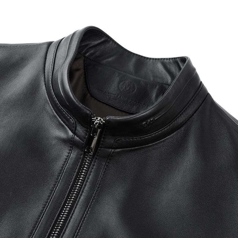 Autumn and Winter New Men's Leather Jacket Stand Collar Sheepskin Genuine Leather Jacket for Men