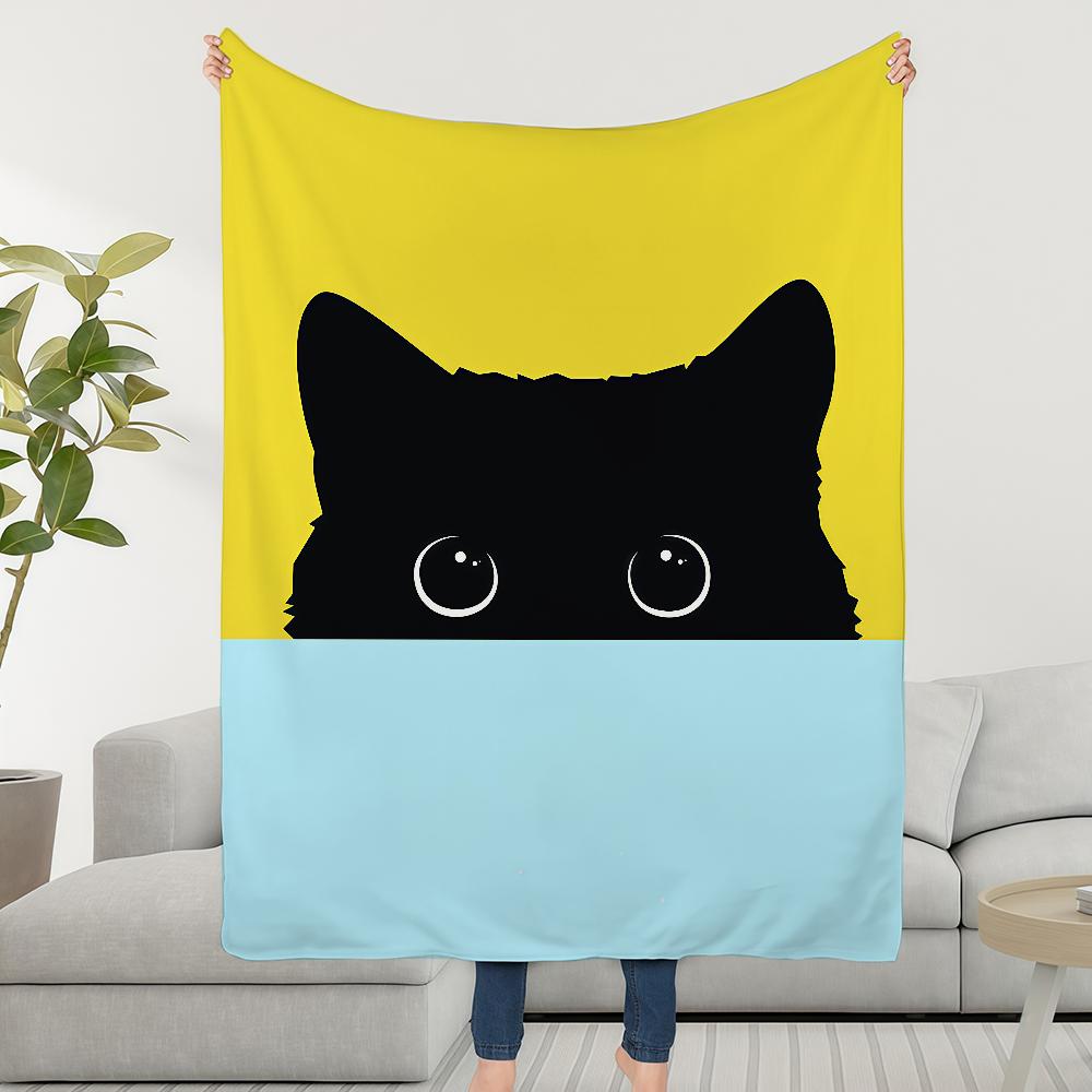 

Blanket Black Cute Throw Cartoon Super Cosy Plush Living Room Cat Sofa Couch Childish Birthday Fashion Gifts 75cmx90cm