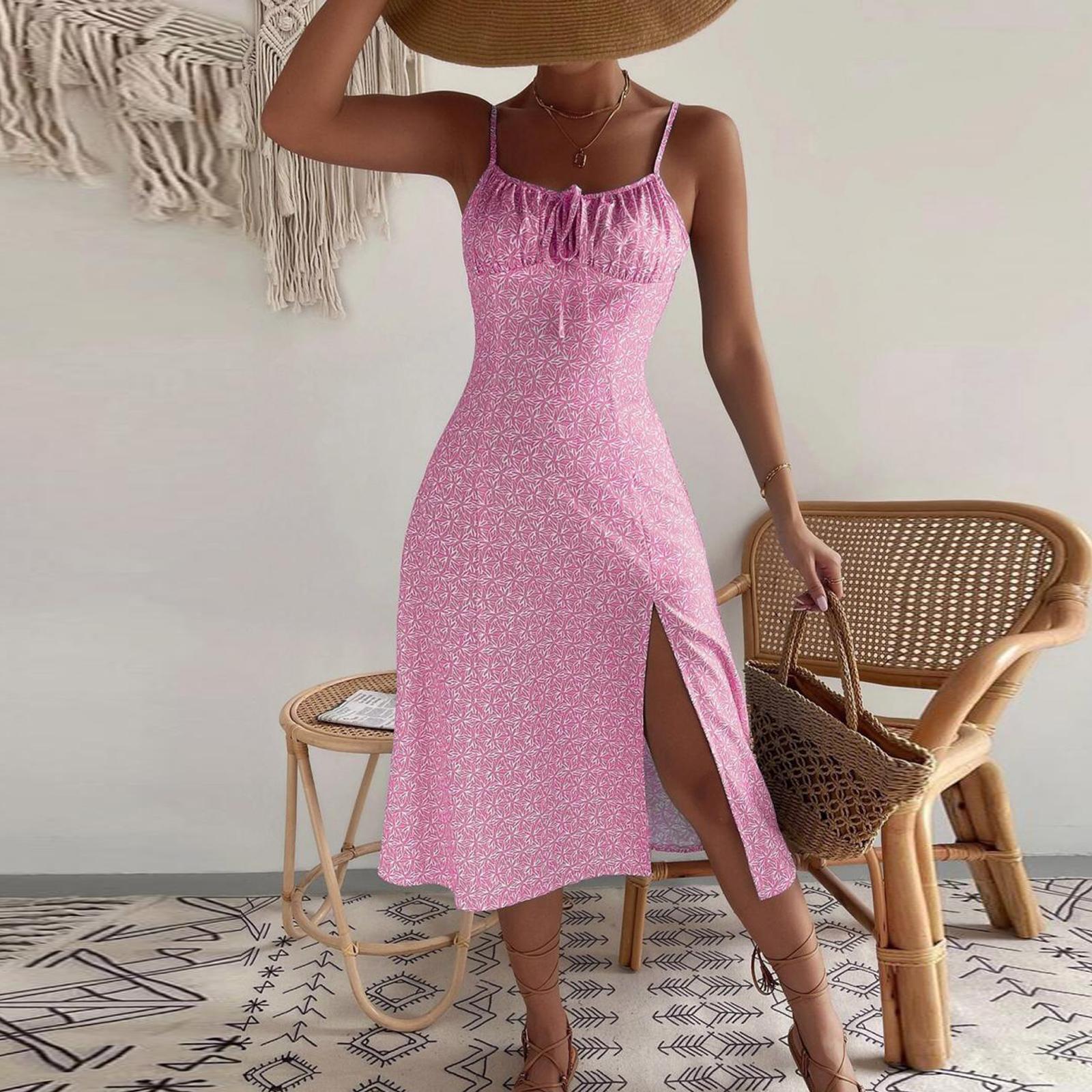 

Women s Fashion Color Sleeveless Dress XXL рожевий