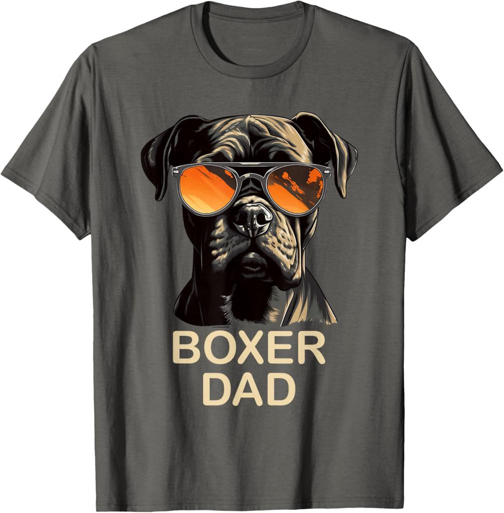 T-shirt Grafica Boxer Papà Cane con Occhiali da Sole Regalo Divertente per Proprietario di Boxer