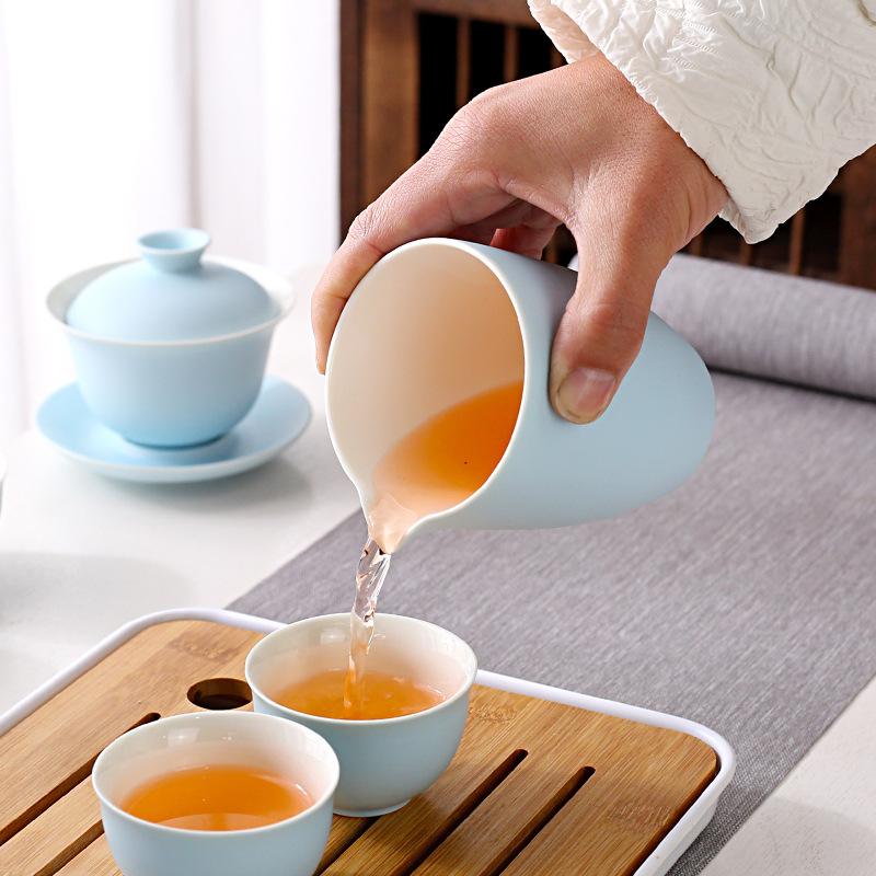 Household simple color glaze ceramic kung fu tea set gift box set gift gift