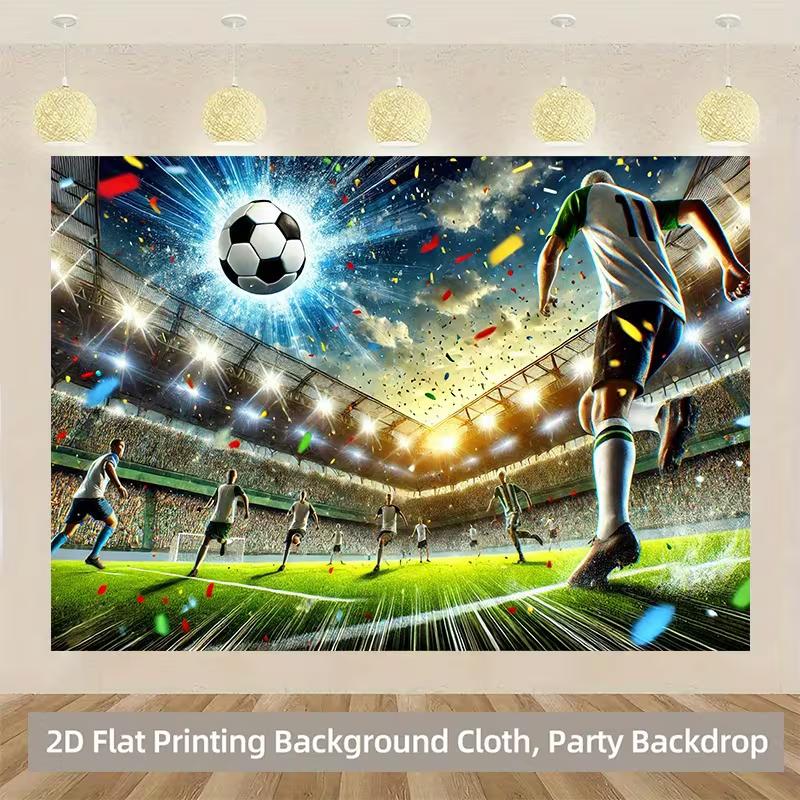 2D Flat Printing Football Stadium Photography Backdrop for Soccer Themed Birthday Party