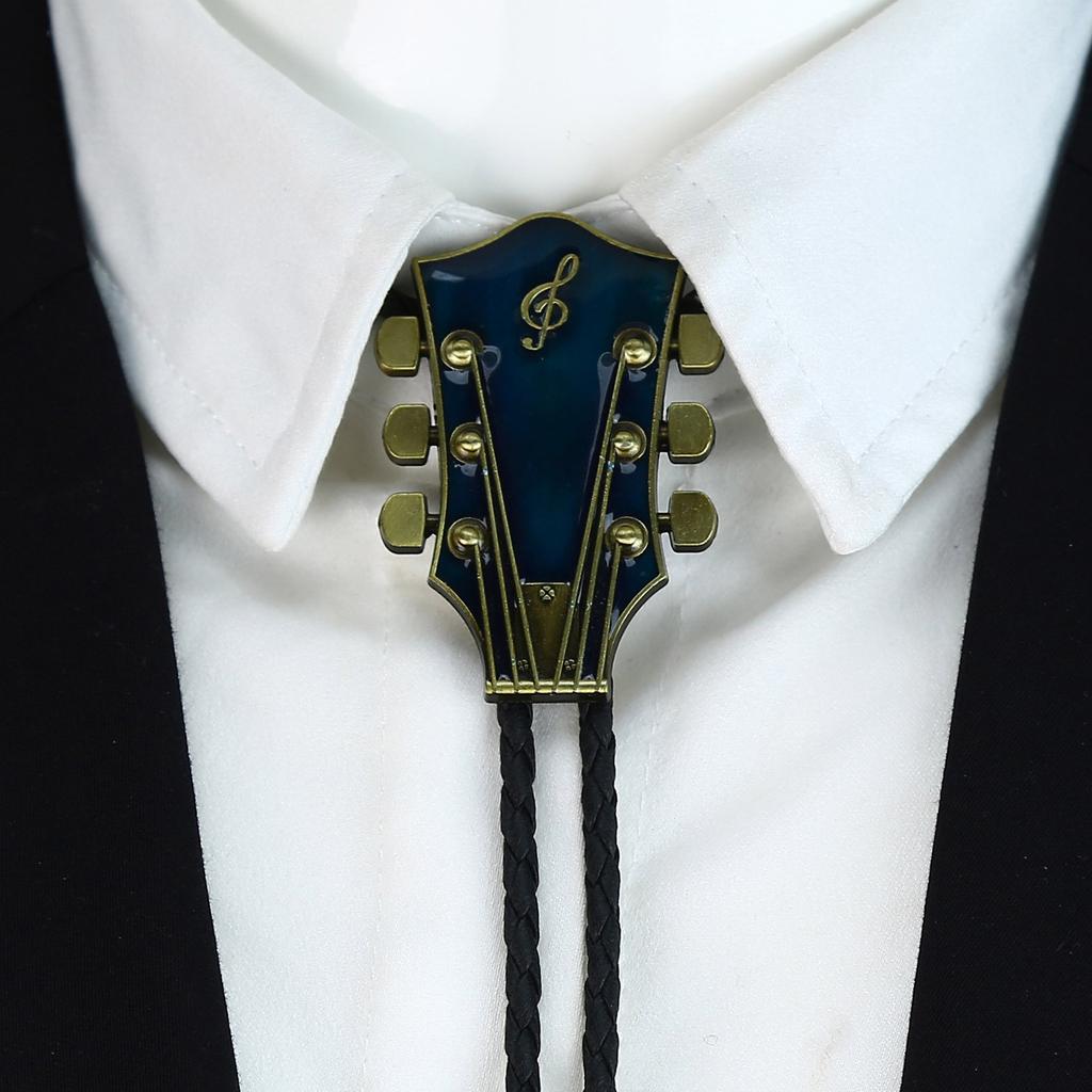 Vintage Western Cowboy Bolo Tie Guitar Head Necktie Punk Necklace Costume Accessory American Bola Tie Western