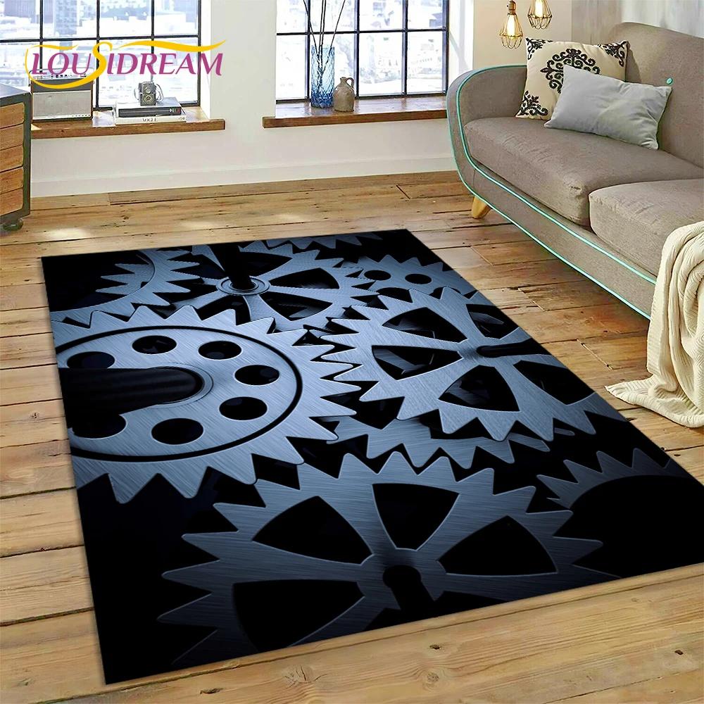 3D Mechanical Cogs Gears Steampunk Rug Carpet for Living Room Bedroom Decor,floor Mat Non-slip Decoration for Sofa Doormat Gifts