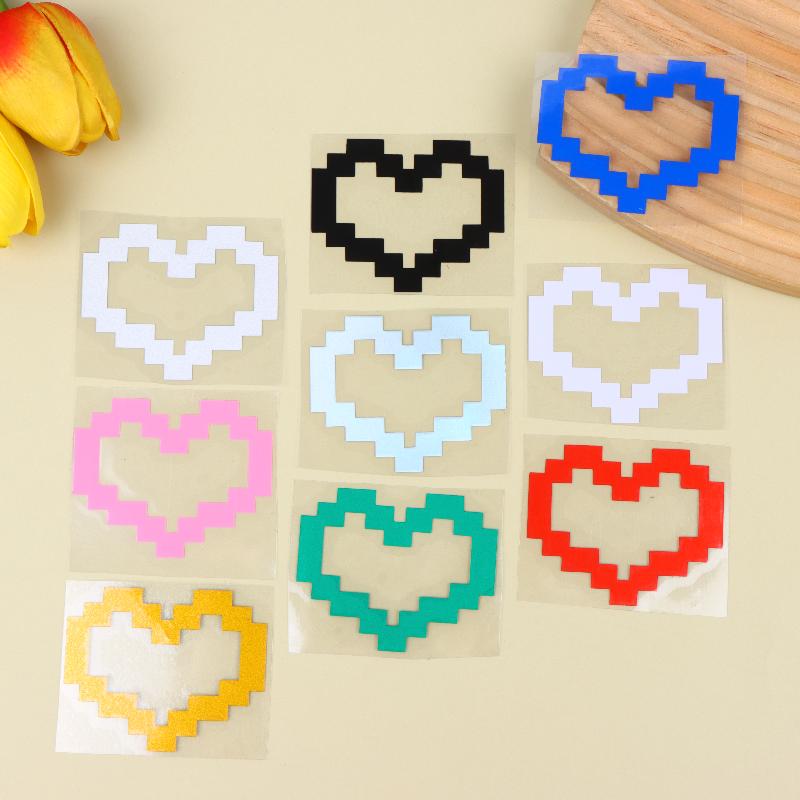 6Pcs Mosaic Heart-Shaped Pixel Heart-Shaped Car Window Decoration Waterproof Headlight And Taillight Decoration Stickers