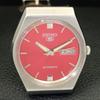 VINTAGE SEIKO 5 AUTOMATIC 6319A JAPAN MENS RED COLOR DIAL WATCH A701216-5 R206a-a701216