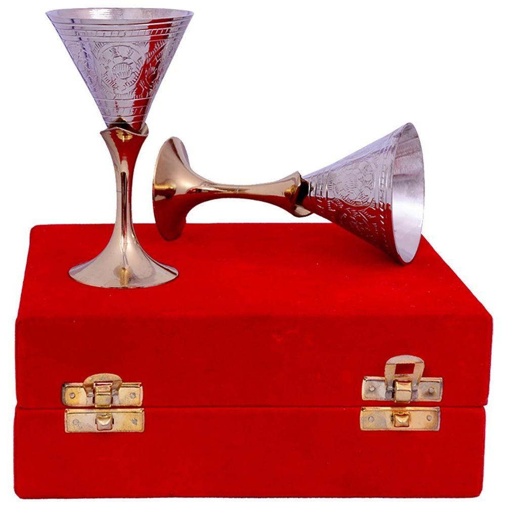 

Посеребренный латунный винный бокал/набор винных бокалов из 2 штук (Маленький посеребренный набор бокалов для вина), 60 МЛ