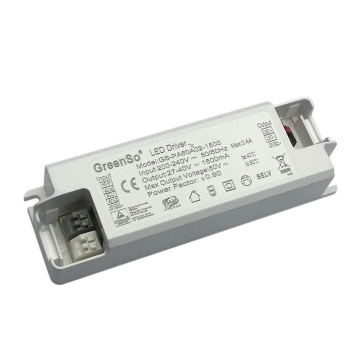 Greenso 60w transformateur led alimentation 27-40vdc 1500ma courant constant, pilote led driver pour eclairage de plafond,