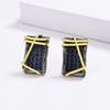 Exquisite Womens Earrings Inlaid with Blue Zircon Jewelry Fashionable Black Gold Jewelry