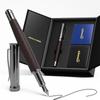 WEMATE Fountain Pen Wooden Black Fine Ergonomic Smooth Writing Includes 20 Ink Cartridges Black 10 and 1 Ideal As a Business or Set Barrel, Finish,