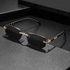 2026 Sommer Neuheiten Unisex Randlose Kantenbeschnitt Sonnenbrille, Metallbügel UV400 Gläser, Trendige Eckige Sonnenbrille für Täglich und Outdoor