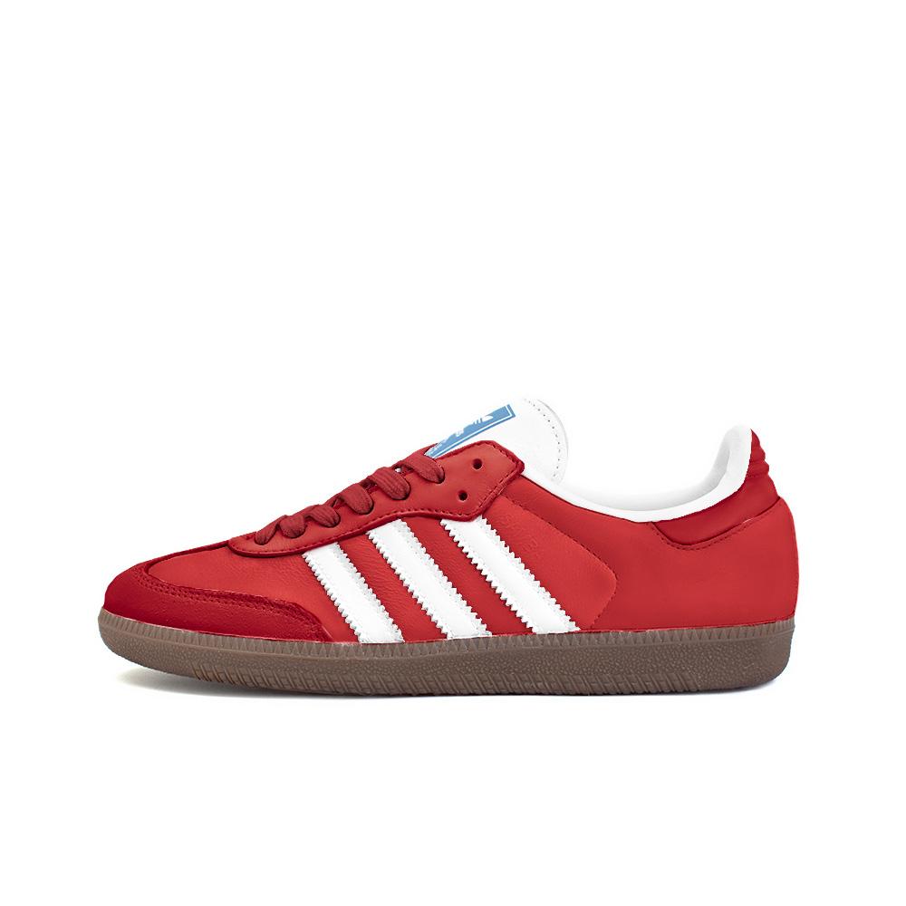 Adidas Originals SAMBA OG Slip Resistant Abrasion Resistant Low top Skateboard Shoes Unisex Red B75806(Team354-)
