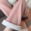[0g Velvet Imitation Cashmere] Drawstring Wide-leg Pants Women's Winter High-waisted Warm-knitting Straight-leg Pants with Velvet and Thicker