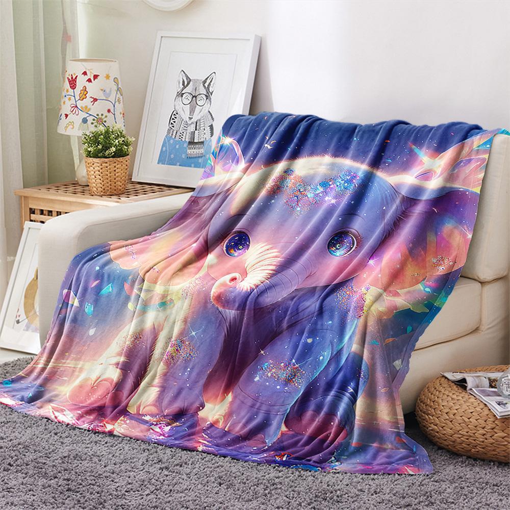 Elephant Print Flannel Blanket, High Quality Comfortable for All Seasons, Home Decor, Warmth and Comfort, Perfect for Christmas Gifts