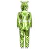 Mädchen Alien Halloween Kostüm Metallischer Glanz Kapuze Langarm Reißverschluss Vorne Jumpsuit Kostümparty Outfit
