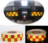 50mmx10m Shining Grid Reflective Warning Self-adhesive Waterprood High Reflection Red Yellow Black Fluorescent Stikcer For Truck