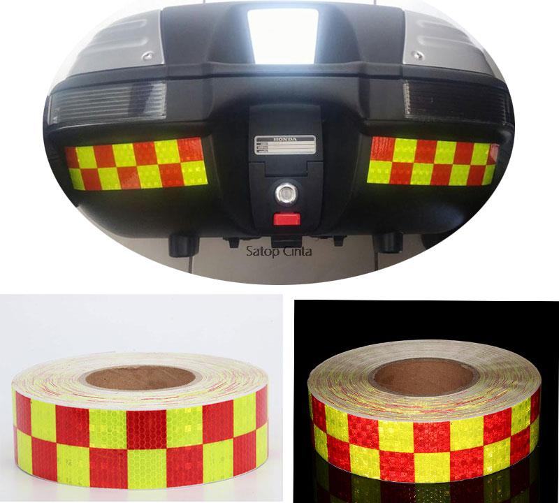 50mmx10m Shining Grid Reflective Warning Self-adhesive Waterprood High Reflection Red Yellow Black Fluorescent Stikcer For Truck