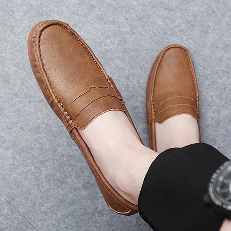 New Leather Men Slip on Shoes New Mens Loafers Handmade Male Walking Footwear High Quality Men's Shoes Classic Men Shoes Wedding