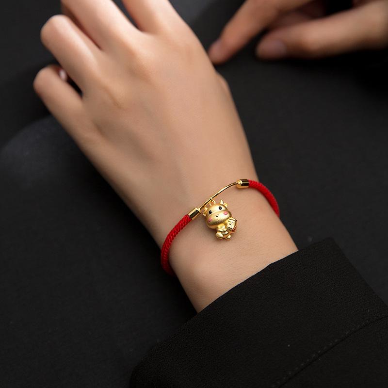 La Monada Red Thread Hand Sterling Tone Wrist Bracelet Red Thread String Women Rope Bracelets Color Gold Color Zodiac OxTrendy