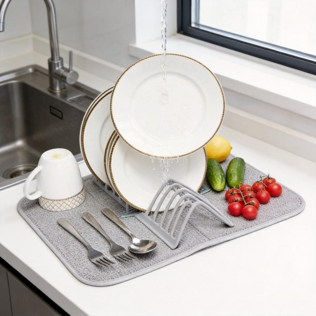 Modern Minimalist Nylon Draining Bowl Rack For Kitchen Countertop Storage And Organization