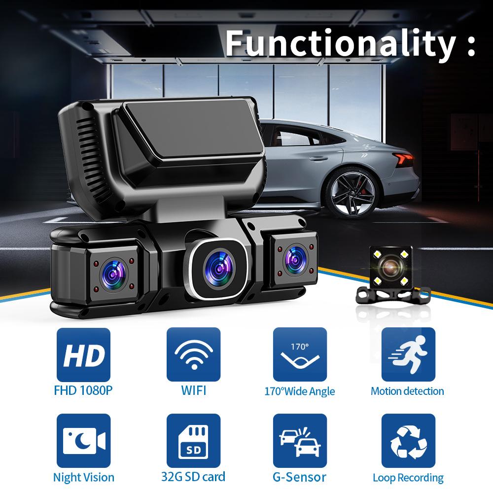 4Channels Car DVR WIFI 1080P Video Recorder 360 Degrees Dash Cam Night Vision 24H Hardware Kit Rear View Camera Car Free OBD