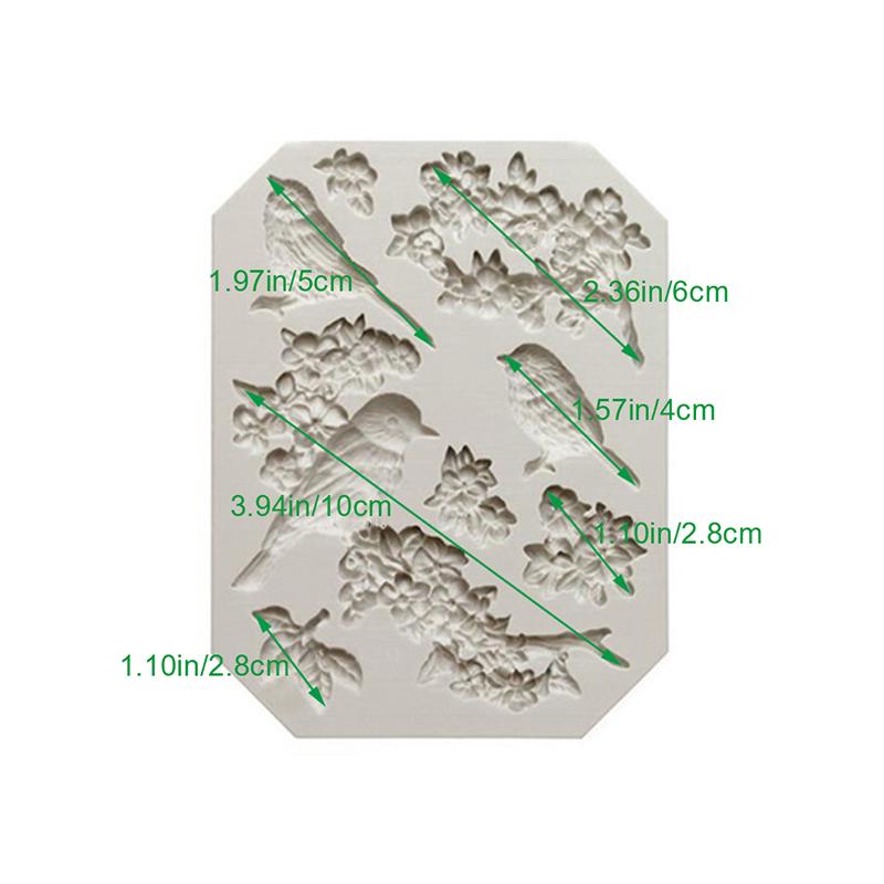 Fugl og blomst silikon fondantform kakedekoreringsverktøy sjokolade gumpasteform