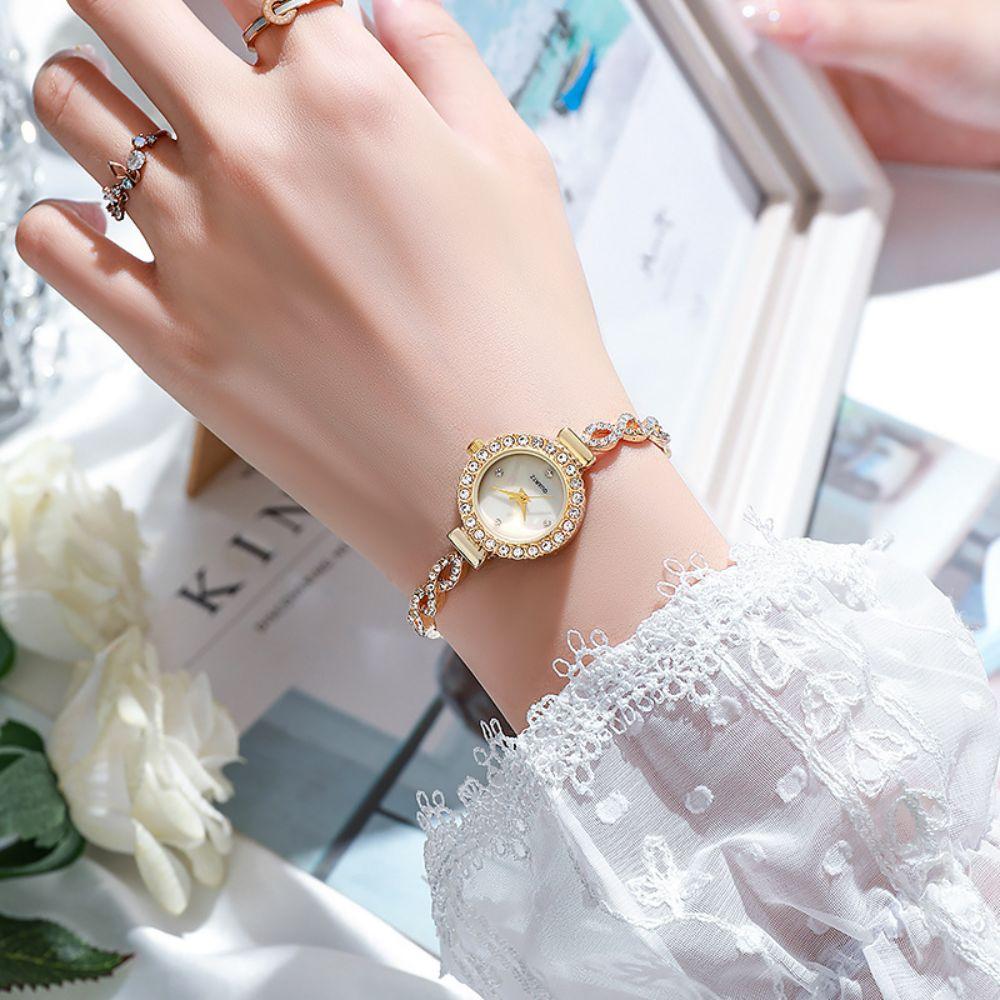 with Adjustable Bracelet Rotundity Shaped Watch Rhinestone Women Wristwatch Women Girl