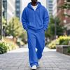 Ensemble de survêtement décontracté d'extérieur pour homme avec sweat à capuche zippé et pantalon cargo à taille élastique - Ensemble 2 pièces