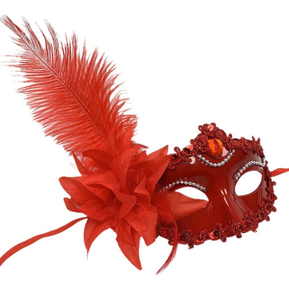Rhinestone Decoration Masquerade Mask Feather Party Mask Venetian Mask  Dance Party
