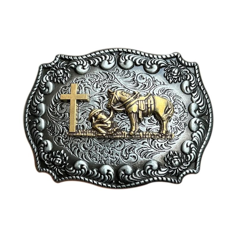 Cowboy Ox Skull Belt Buckle Metal Multiple Color Personality Belt Buckle for DIY