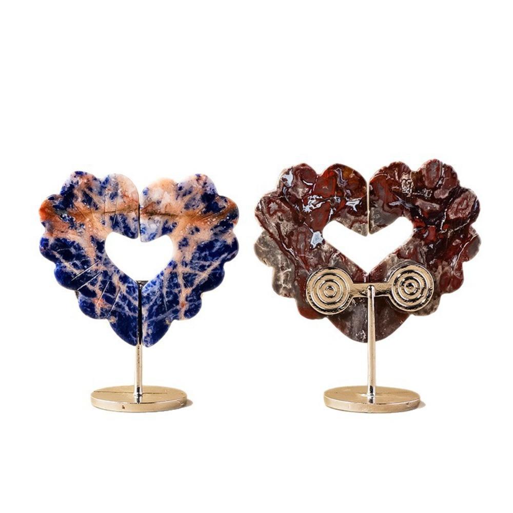 Amethyst Love Wings Sculpture Heart-shaped Crystal Raw Stone Home Desktop Ornament