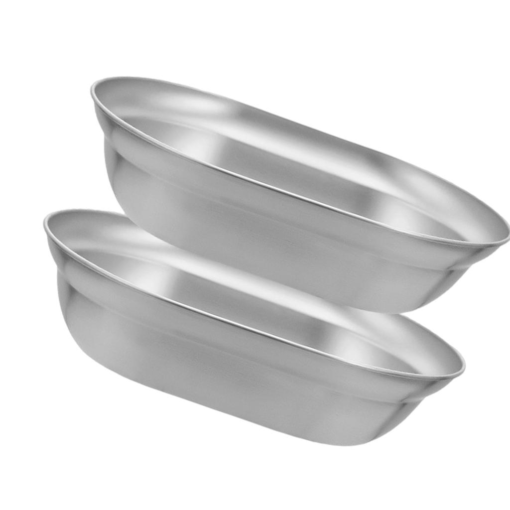 Stainless Steel Oval Shallow Plate/Basins for Home and Restaurant Portable Dinnerware Set for Outdoor Cooking Picnics