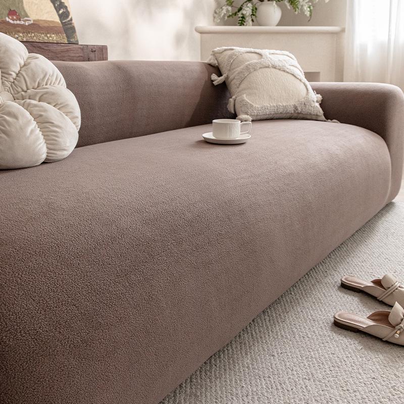 New Polar Fleece Sofa Cushion Autumn and Winter Thickened Non Slip Warm Elastic Full Cover Sofa Cover