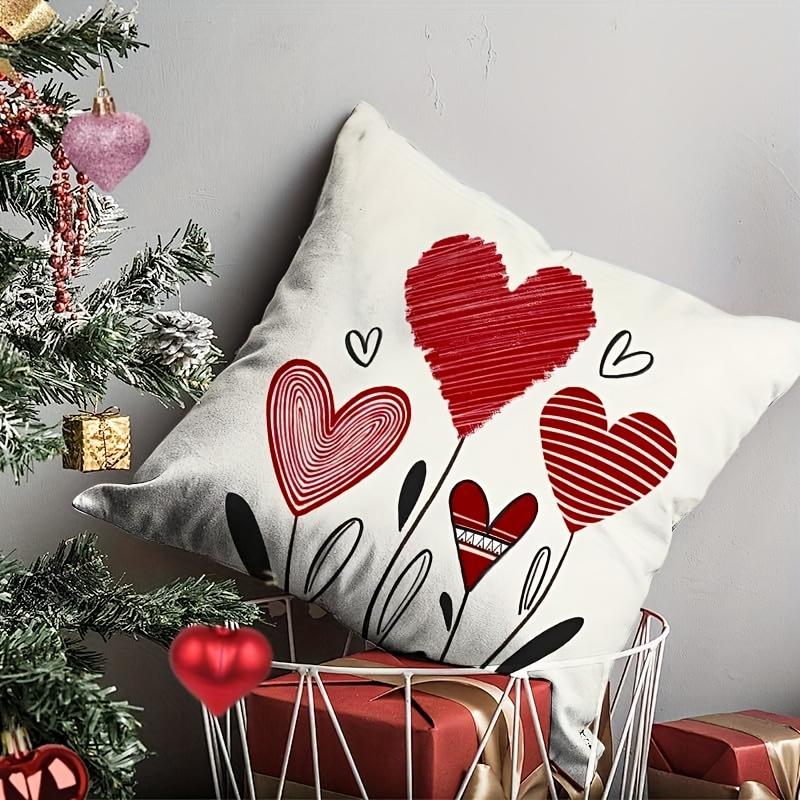 

1pc Valentine s Day Pillow Cover, 45x45cm/17.72x17.72in Red Heart Valentine s Pillowcase, Outdoor Love Listening Valentine s Pillow Cover 45cm x 45in / 17.72 x17.72