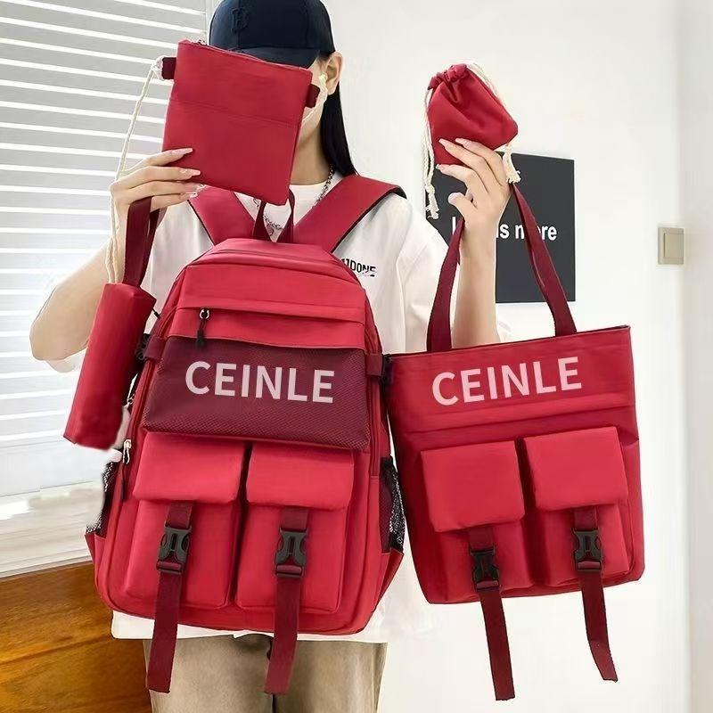 

5pcs Thickened New Backpack Korean Version with Large Capacity Black Backpack High School Students, Middle School Students Advanced Big Children s Bag