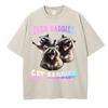 High Street T Shirt Vintage Washed Cotton T-Shirt Crazy Bear Graphic Tee Casual Streetwear for Spring Summer