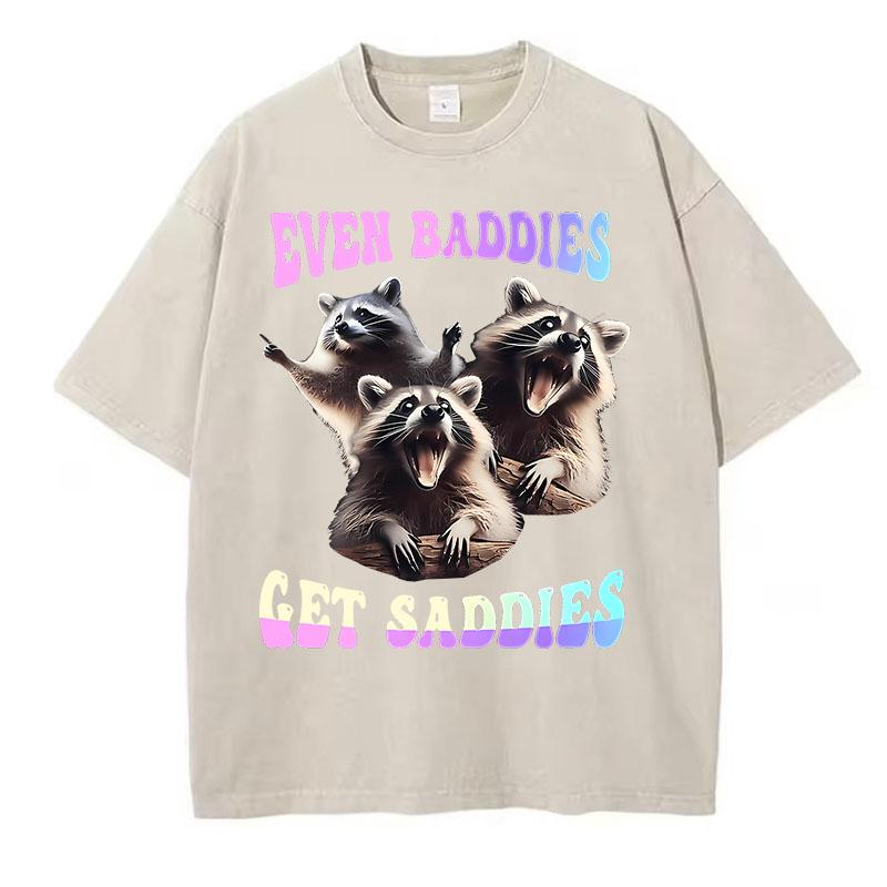 High Street T Shirt Vintage Washed Cotton T-Shirt Crazy Bear Graphic Tee Casual Streetwear for Spring Summer