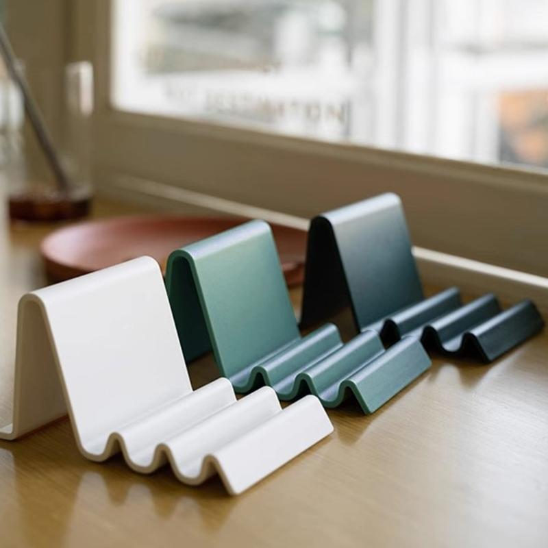 Ergonomic Multiple Angle Waving Shaped Desktop Stand for Mobile Phones E Books Portable ABS Construction Nonslip Base