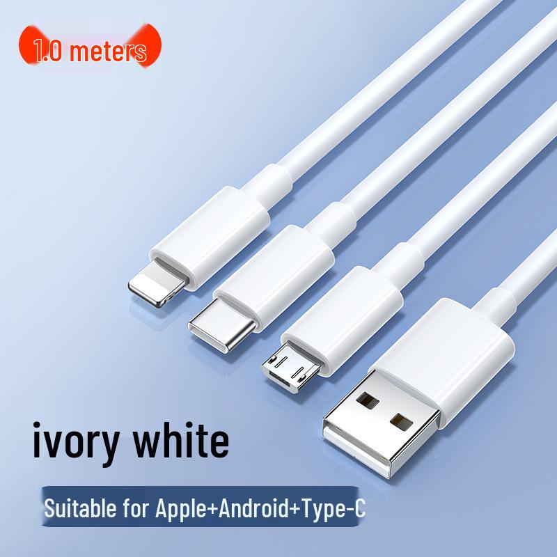 3-in-1 Multi-Functional Fast Charging Braided Cable with Three Heads for Car Use
