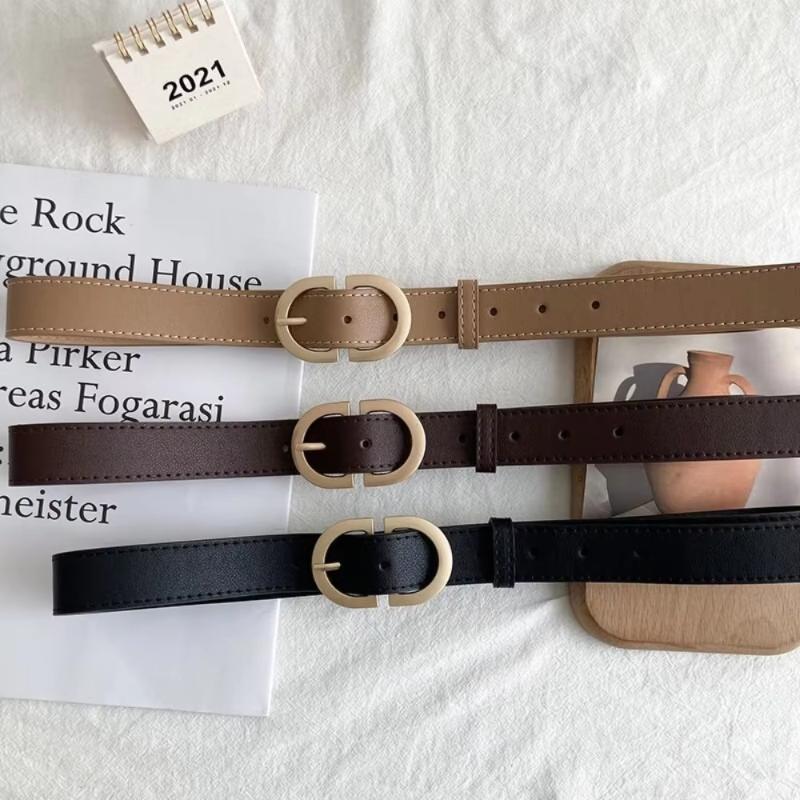 Women's Simple Golden Buckle Belt Women’s Fashion Casual Black Designer Belts Ladies Waist Belts For Jeans Clothing Accessories