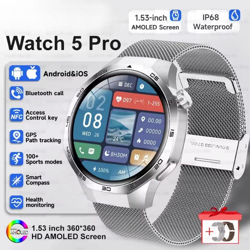 2025 New Bluetooth Call Smart Watch Men AMOLED HD Large Screen Heart Rate NFC IP68 Waterproof Sport Wireless Charging for Xiaomi