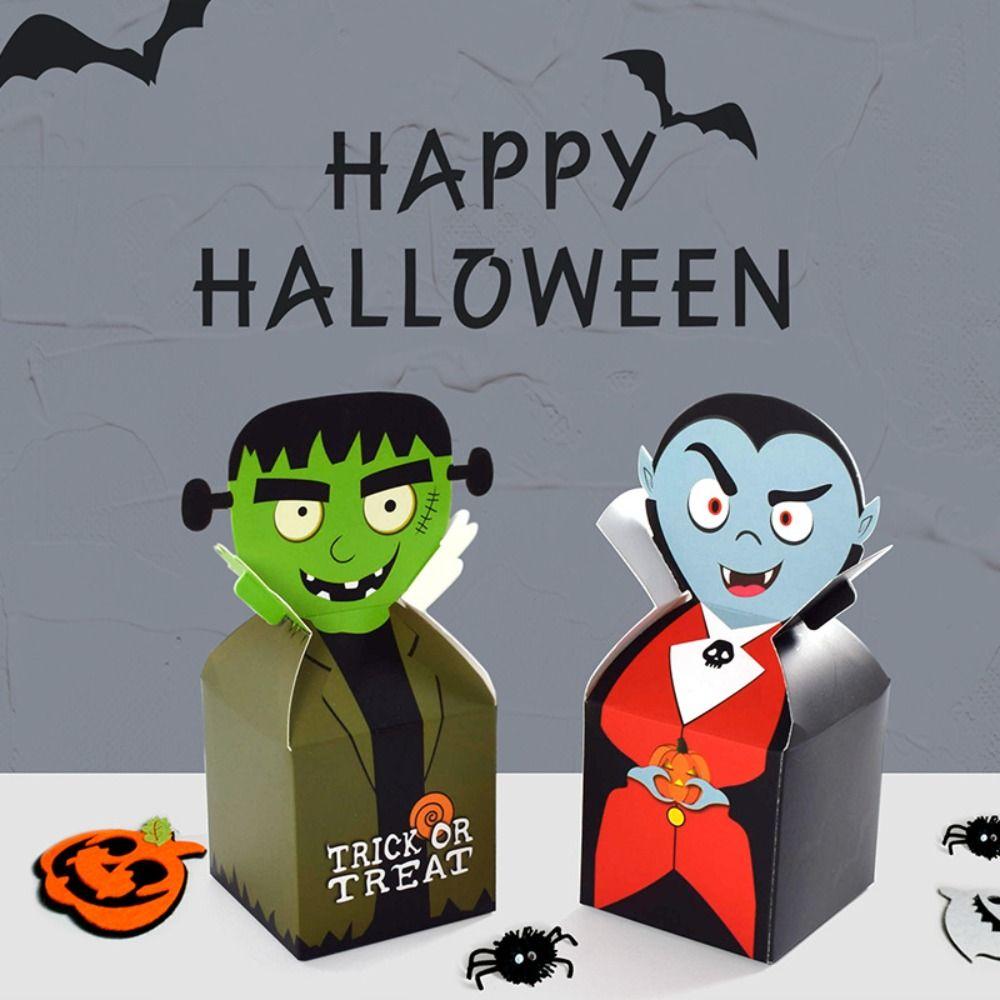 10pcs/bag Easy To Assemble Biscuit Ghost Paper Box Card Paper Cake Packaging Box  Halloween Party